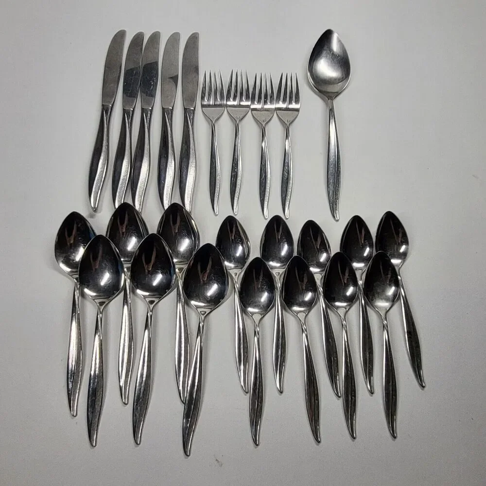 Oneida Textura 25pc Stainless Flatware Lot MCM Vintage